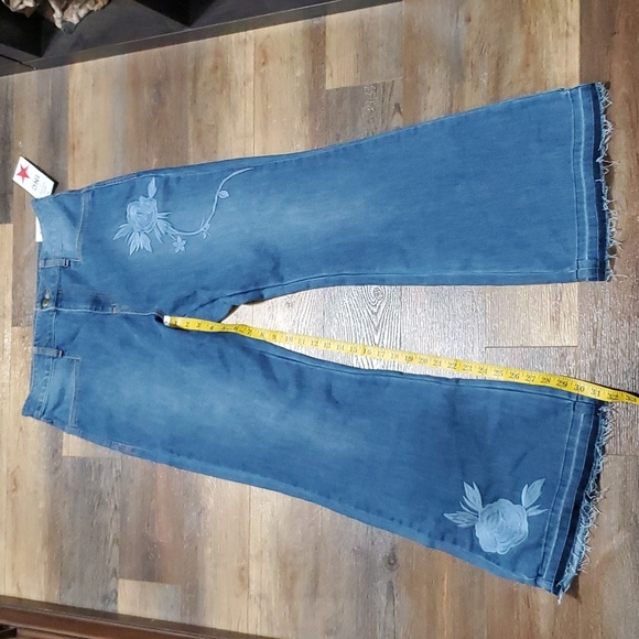 Misa Hylton for INC NWT embroidered flare high waist fringe cuff jeans - Picture 1 of 12